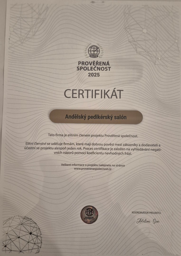 Certifikát Prověřená společnost 2025