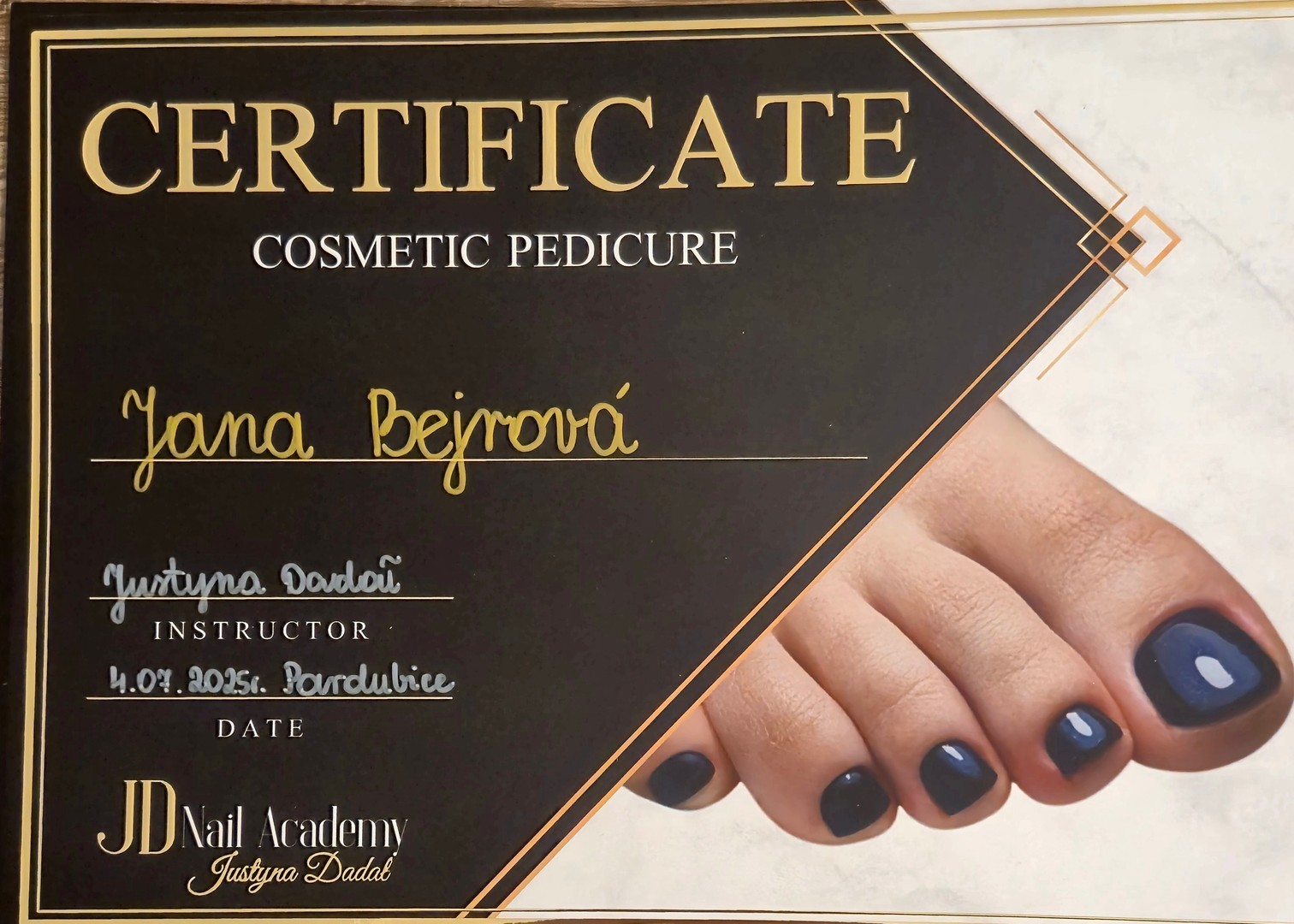 Certificate Cosmetic Pedicure