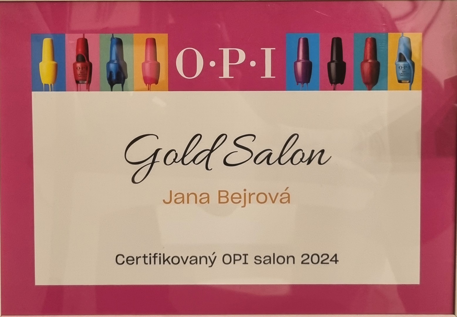 Certifikát OPI Gold Salon 2024